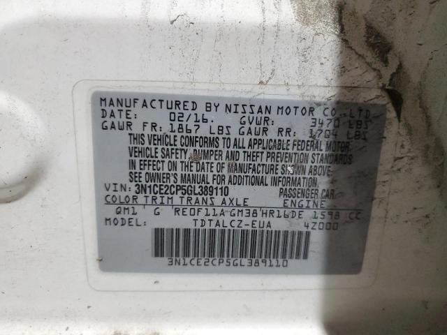 2016 NISSAN VERSA NOTE #3305392300