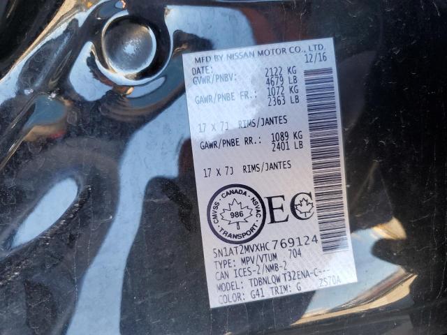 2017 NISSAN ROGUE SV 5N1AT2MVXHC769124