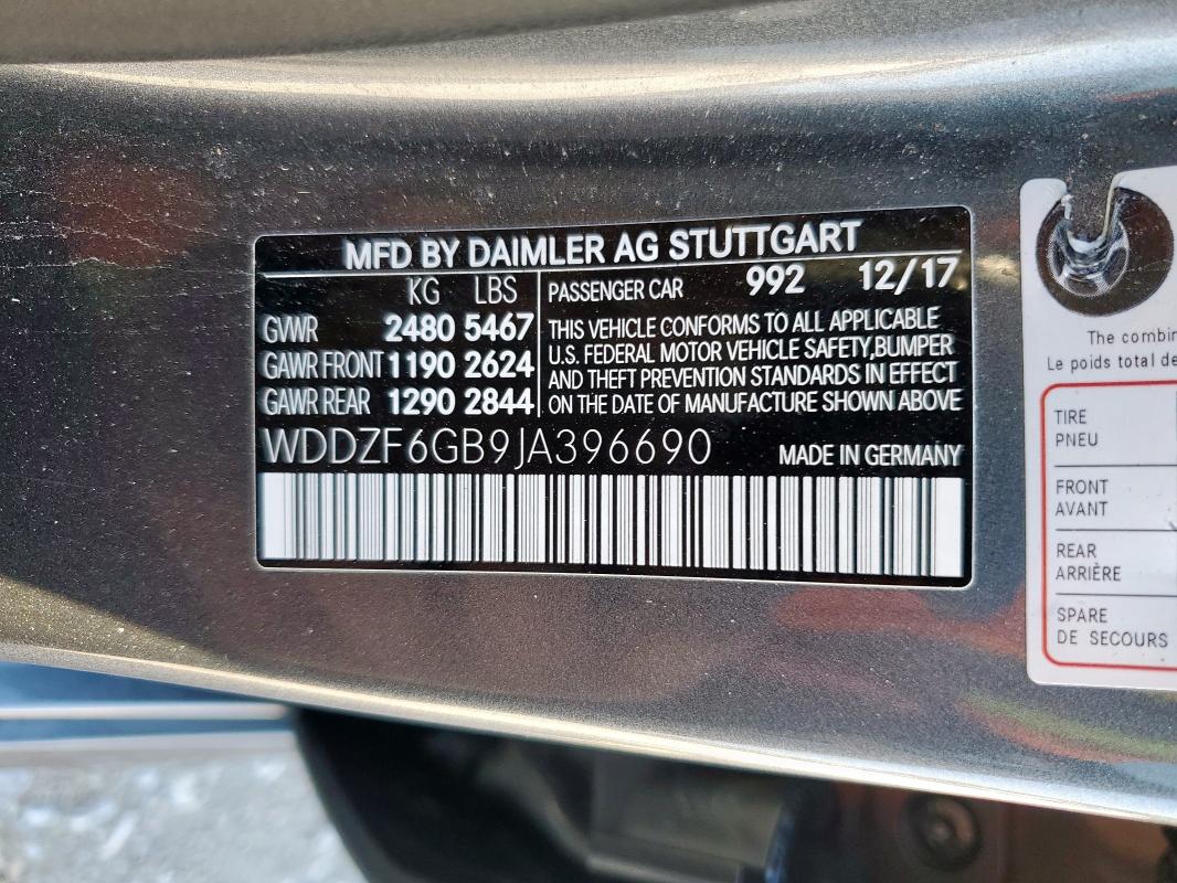 2018 MERCEDES-BENZ E 400 4MAT WDDZF6GB9JA396690