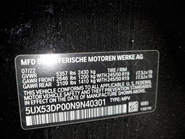 2022 BMW X3 XDRIVE3 - 5UX53DP00N9N40301