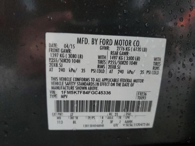 2015 FORD EXPLORER L - 1FM5K7F84FGC45336