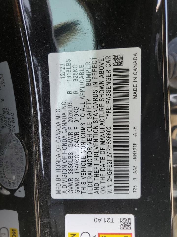 Lot #3317070982 2024 HONDA CIVIC LX