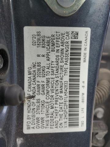 2020 HONDA CIVIC LX #3291295483