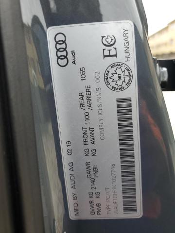 2019 AUDI S3 PRESTIGE WAUF1GFF1K1027746