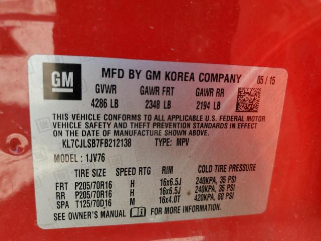 2015 CHEVROLET TRAX 1LT - KL7CJLSB7FB212138