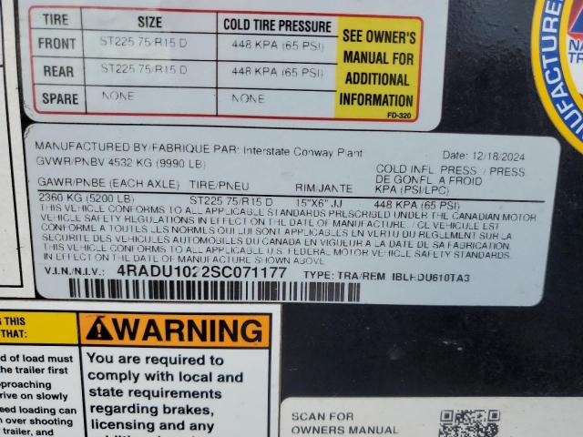 2025 INTERSTATE 10' BUMPER PULL DUMP #3268336027