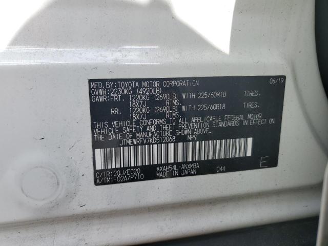 2019 TOYOTA RAV4 XSE JTMEWRFV7KD512068