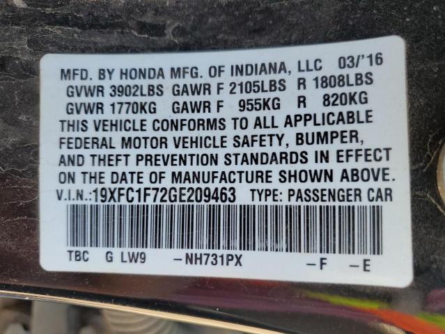 2016 HONDA CIVIC EXL #3284881024