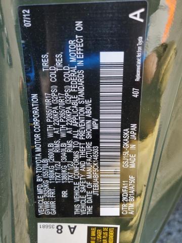 2012 TOYOTA FJ CRUISER - JTEBU4BF5CK146503