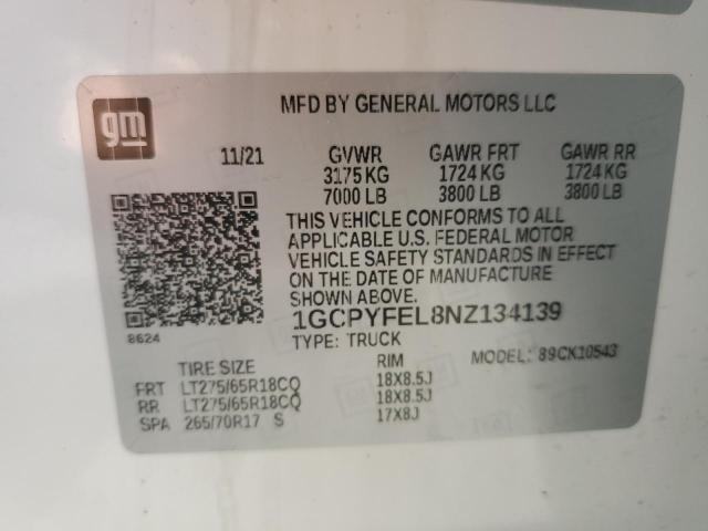 2022 CHEVROLET SILVERADO - 1GCPYFEL8NZ134139