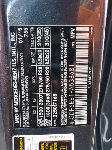 2015 MERCEDES-BENZ GL 450 4MA 4JGDF6EE1FA538681