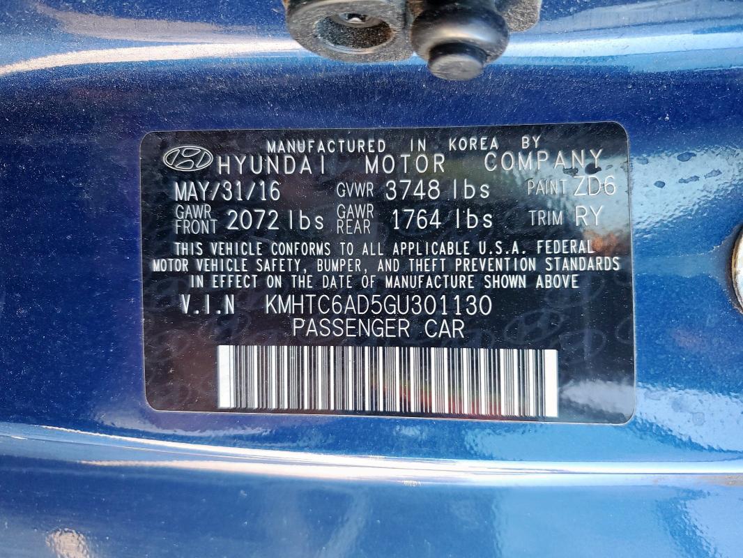 2016 HYUNDAI VELOSTER #3279798279