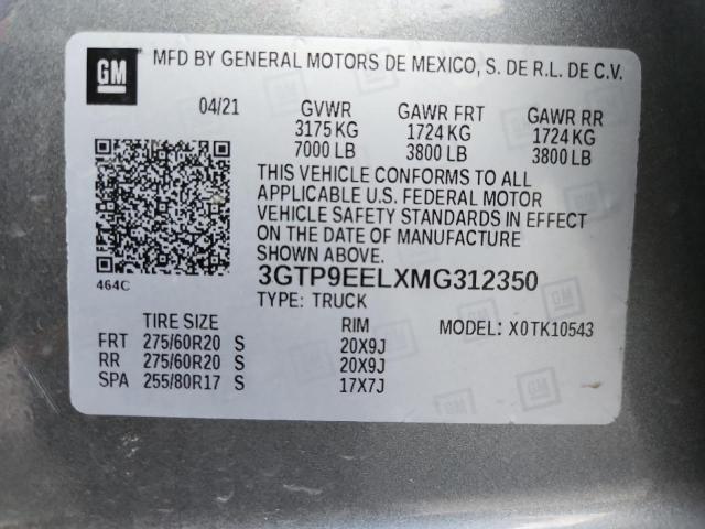 2021 GMC SIERRA K15 - 3GTP9EELXMG312350