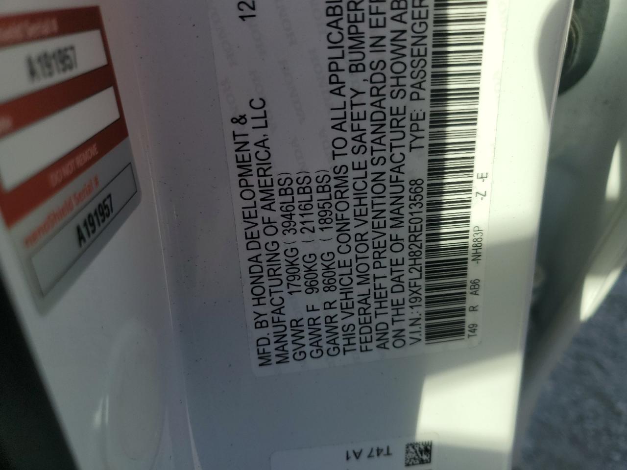 Lot #3303654930 2024 HONDA CIVIC SPOR