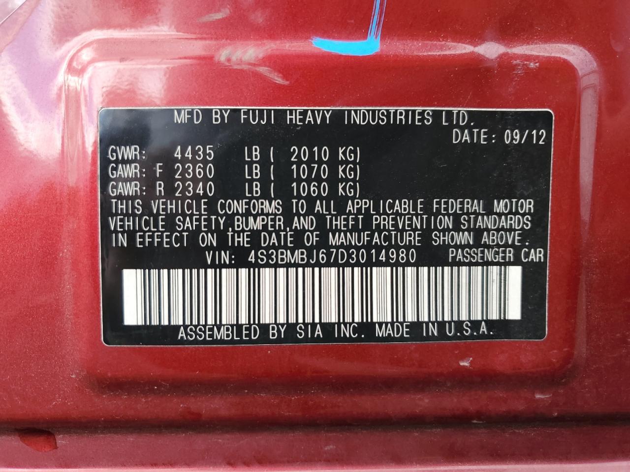 SUBARU LEGACY 2.5I LIMITED