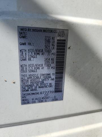 2017 NISSAN PATHFINDER 5N1DR2MN3HC677770