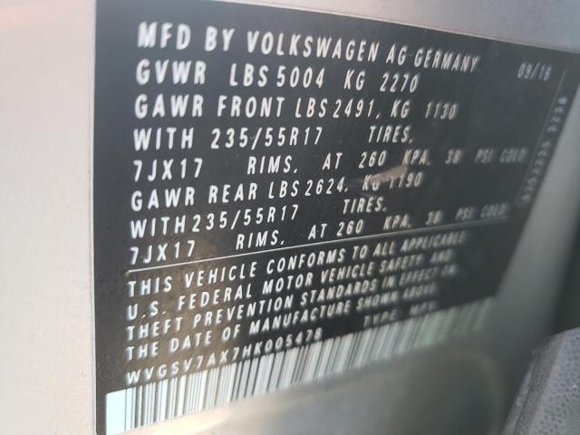 2017 VOLKSWAGEN TIGUAN WOLFSBURG WVGSV7AX7HK005478