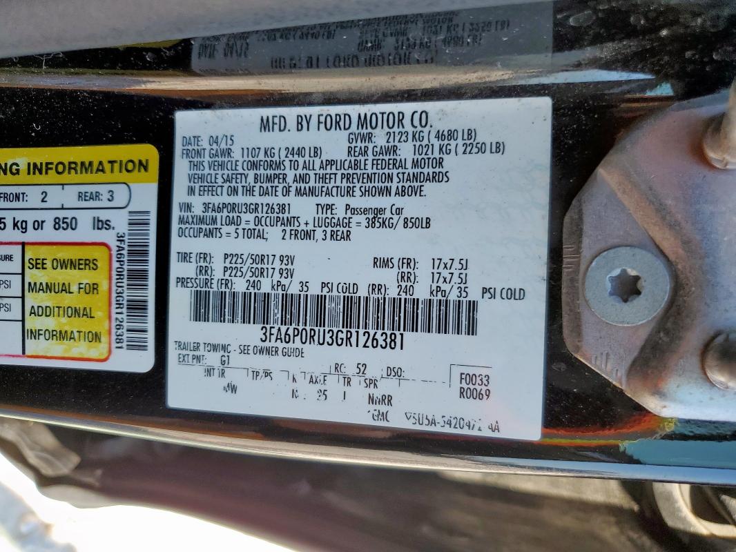 2016 FORD FUSION TIT - 3FA6P0RU3GR126381