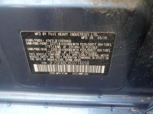 2016 SUBARU CROSSTREK JF2GPABCXG9274658