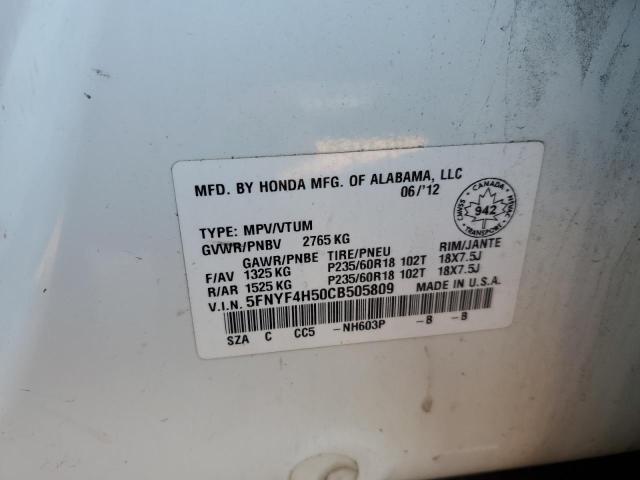 2012 HONDA PILOT EXL - 5FNYF4H50CB505809