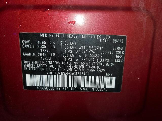 2016 SUBARU OUTBACK 2. 4S4BSAFC5G3217493