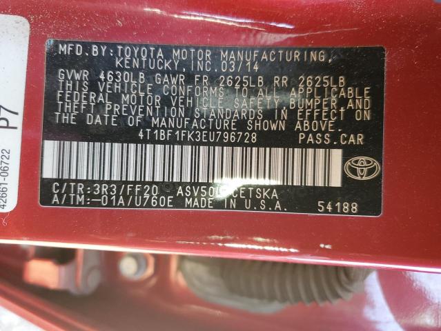 2014 TOYOTA CAMRY L - 4T1BF1FK3EU796728