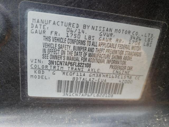 2015 NISSAN VERSA S 3N1CN7AP6FL822108