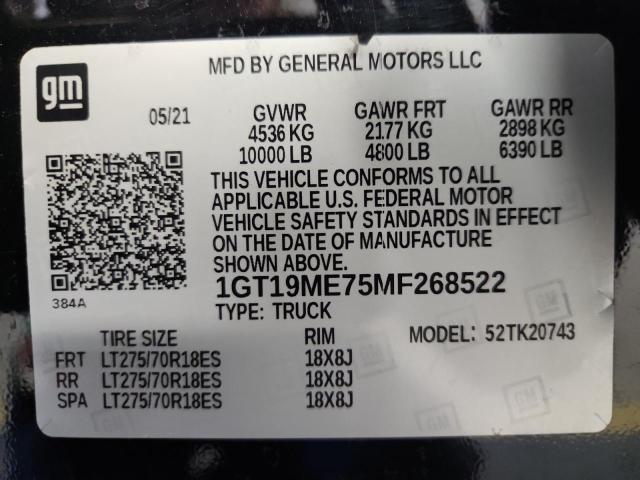 2021 GMC SIERRA K25 - 1GT19ME75MF268522