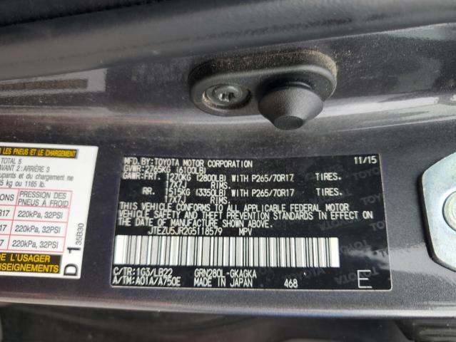 2016 TOYOTA 4RUNNER SR JTEZU5JR2G5118579