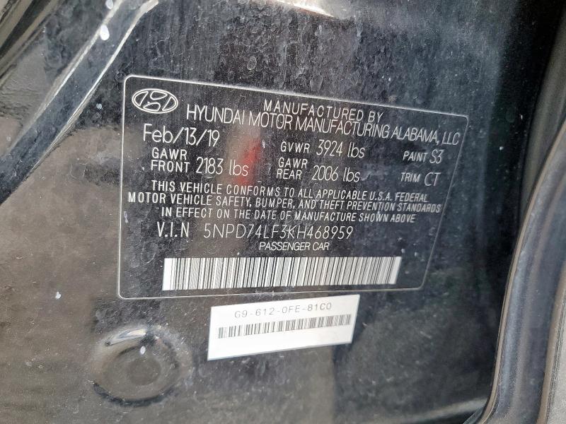 2019 HYUNDAI ELANTRA SE - 5NPD74LF3KH468959