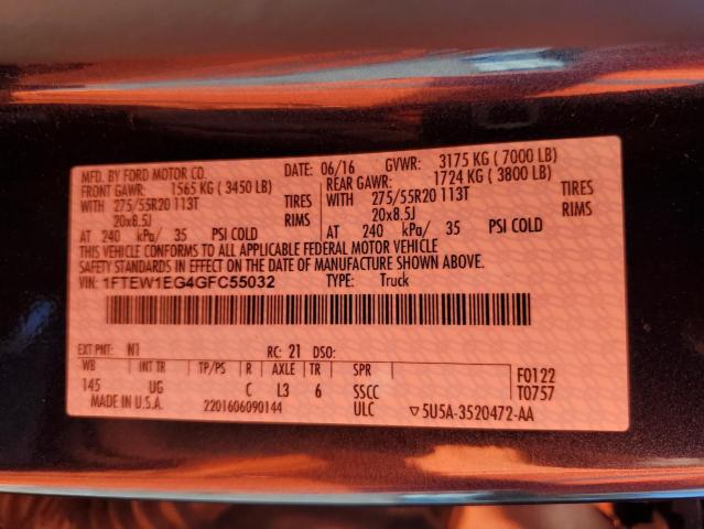 2016 FORD F150 SUPERCREW - 1FTEW1EG4GFC55032