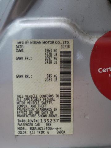 2019 NISSAN ALTIMA SV - 1N4BL4DV7KC135237