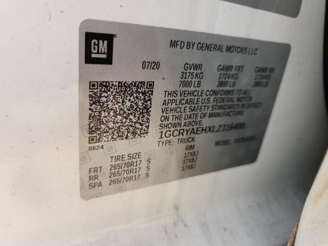 2020 CHEVROLET SILVERADO K1500 1GCRYAEHXLZ316400