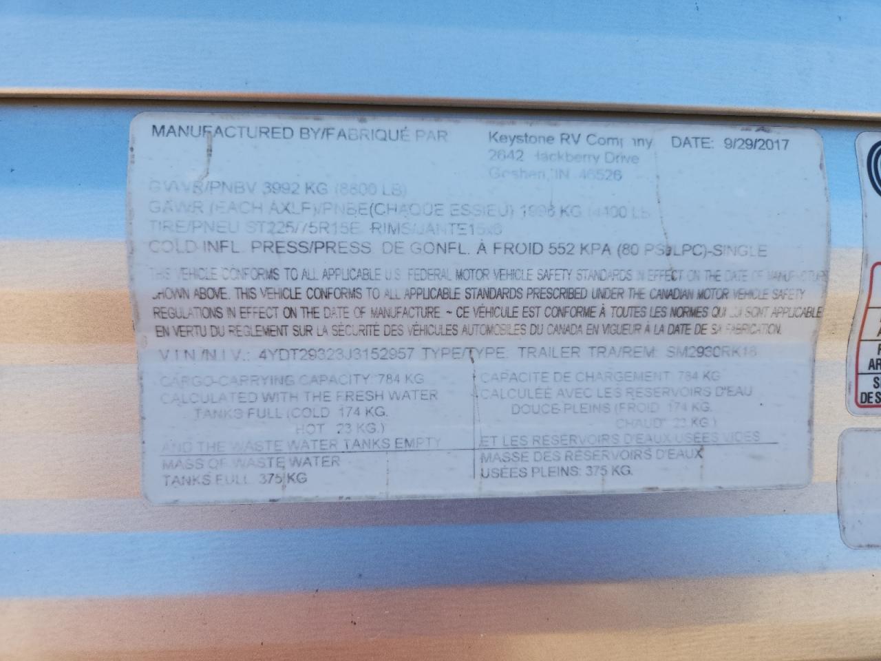Lot #3287359987 2018 KEYSTONE SPRINGDALE