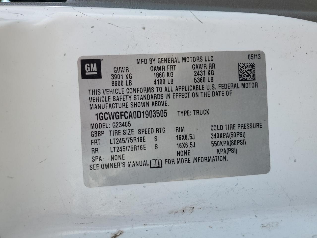 Lot #3309648967 2013 CHEVROLET EXPRESS G2