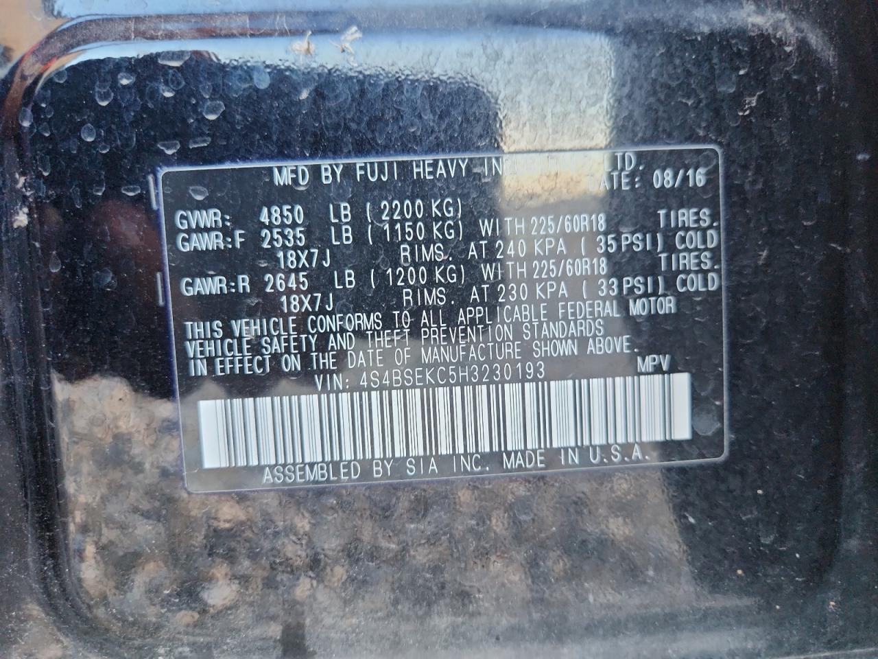 SUBARU OUTBACK 3.6R LIMITED