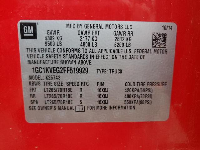 2015 CHEVROLET SILVERADO - 1GC1KVEG2FF519929