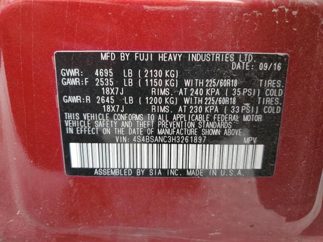 2017 SUBARU OUTBACK 2. 4S4BSANC3H3261897