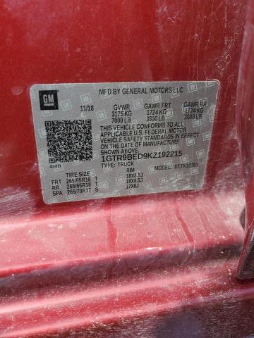 2019 GMC SIERRA K15 - 1GTR9BED9KZ192215
