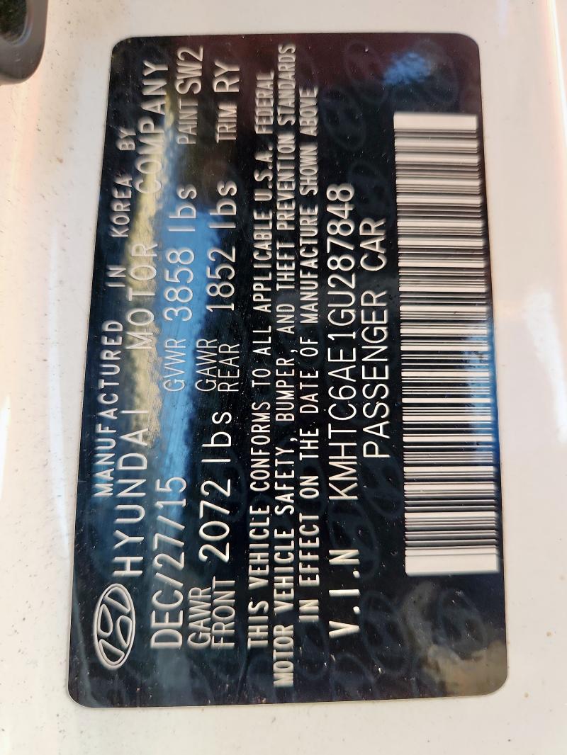 2016 HYUNDAI VELOSTER T KMHTC6AE1GU287848