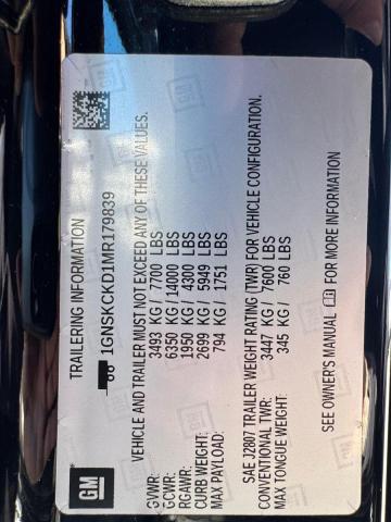 2021 CHEVROLET SUBURBAN K - 1GNSKCKD1MR179839