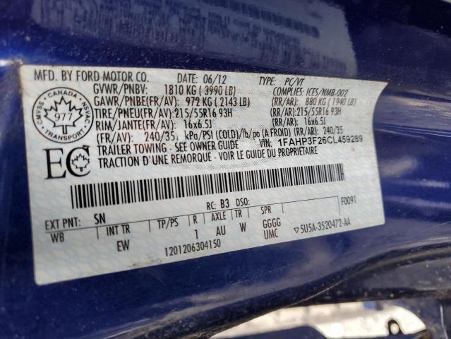 2012 FORD FOCUS SE - 1FAHP3F26CL459289