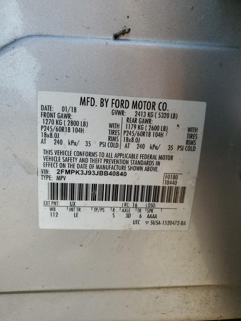 2018 FORD EDGE SEL - 2FMPK3J93JBB40840