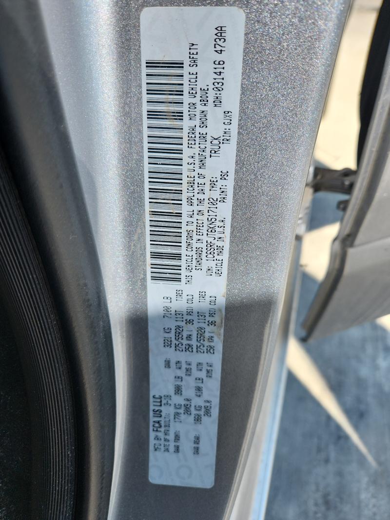 2019 RAM 1500 LARAMIE 1C6SRFJT6KN517102