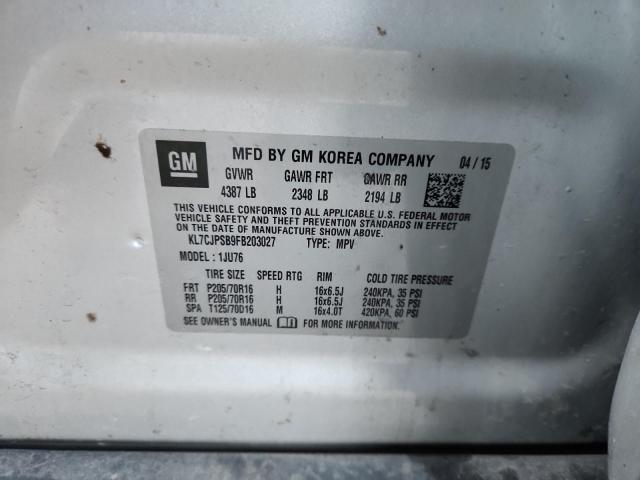 2015 CHEVROLET TRAX 1LS - KL7CJPSB9FB203027