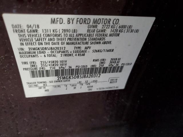 2018 FORD FLEX LIMIT 2FMGK5D85JBA20312