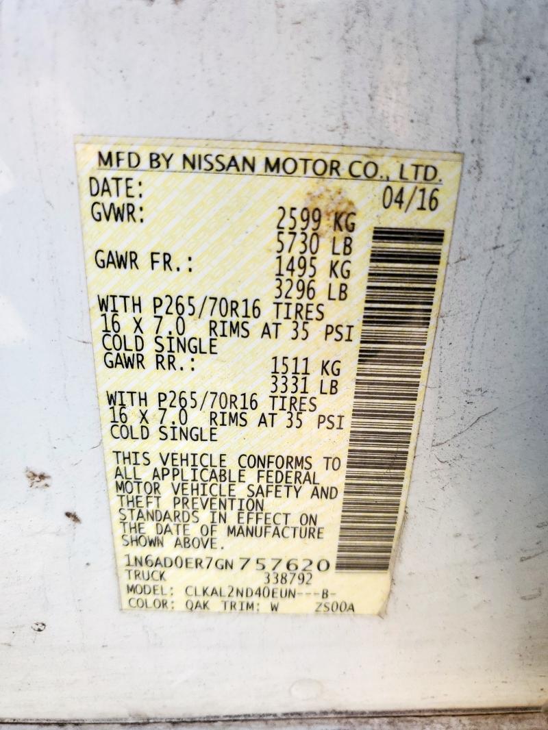 2016 NISSAN FRONTIER S 1N6AD0ER7GN757620