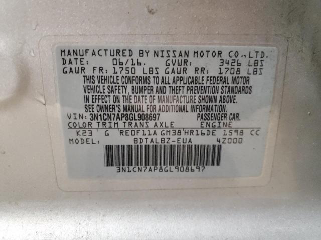 2016 NISSAN VERSA S - 3N1CN7AP8GL908697