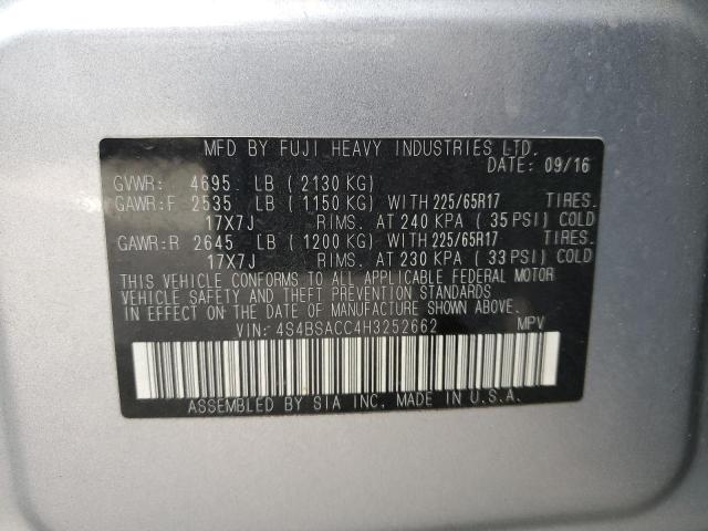 2017 SUBARU OUTBACK 2. 4S4BSACC4H3252662