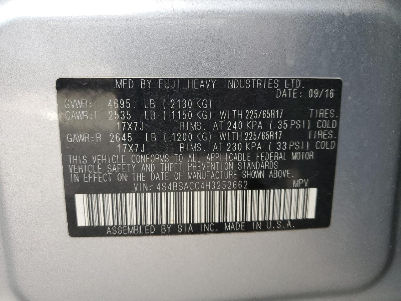 SUBARU OUTBACK 2.5I PREMIUM